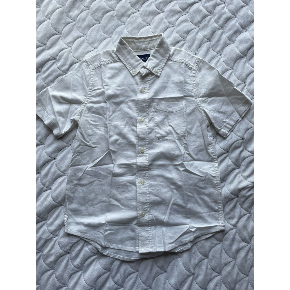 The Children’s Place Boys Oxford Shirt Short Sleeve White Size M 7/8